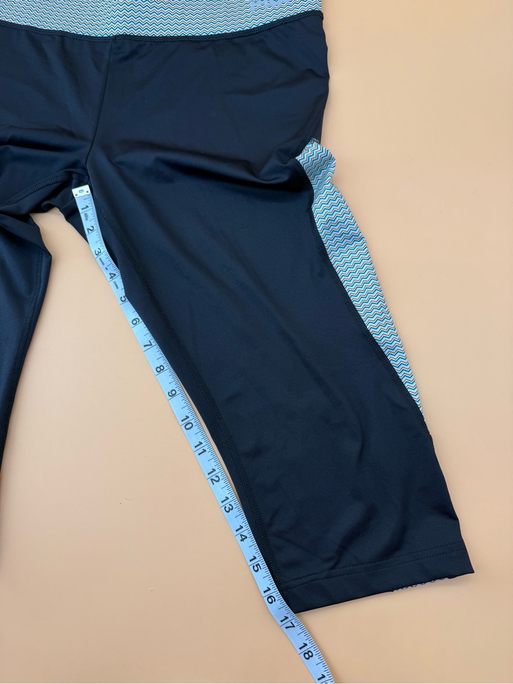 FILA Sport Y2K Capri Running Leggings Navy Blue Colorblock Size L - Picture 7 of 8